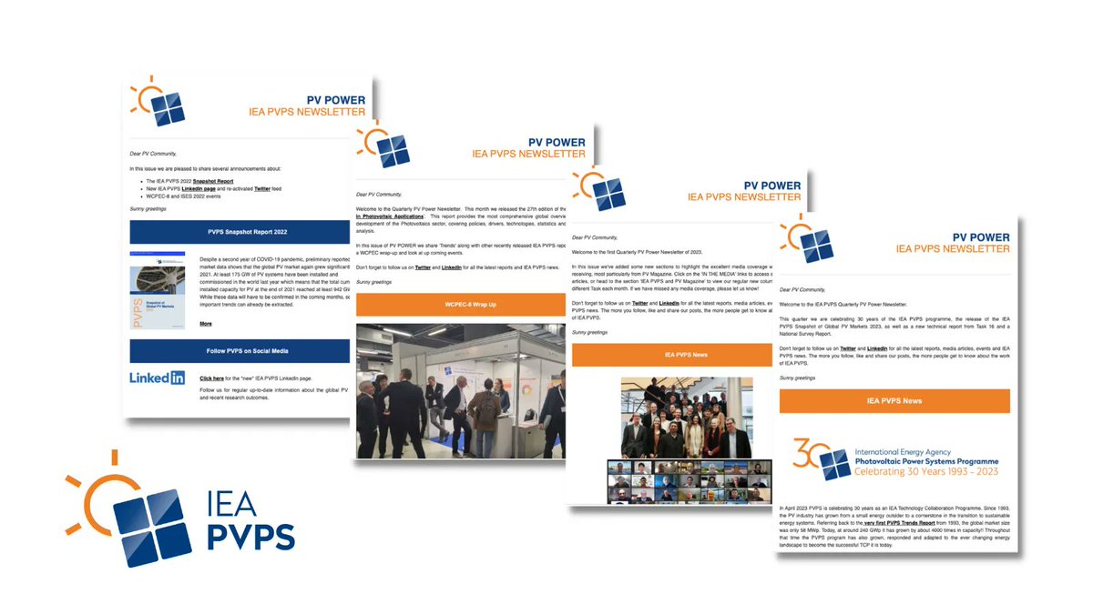 IEA_PVPS's tweet photo. PV Power is our quarterly newsletter which covers all our recent reports, IEA PVPS news, events, workshops and more.
You can read our latest PV Power update here ๐ https://t.co/qzRDhjpYiI #pvpower https://t.co/1xO1JssnG6