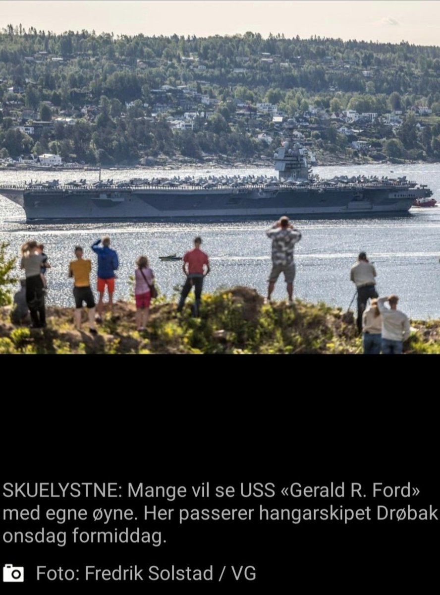 Folks, I'm told that the Americans have anchored outside of Oslo, Norway. The Kremlin is apparently very mad about it this... Concerning. 

Oh well! 🚢⚓️😎🇺🇲🤝🇧🇻

#USSGeraldRFord #NATOExcercise #Norway #UnitedStatesNavy #NAFO