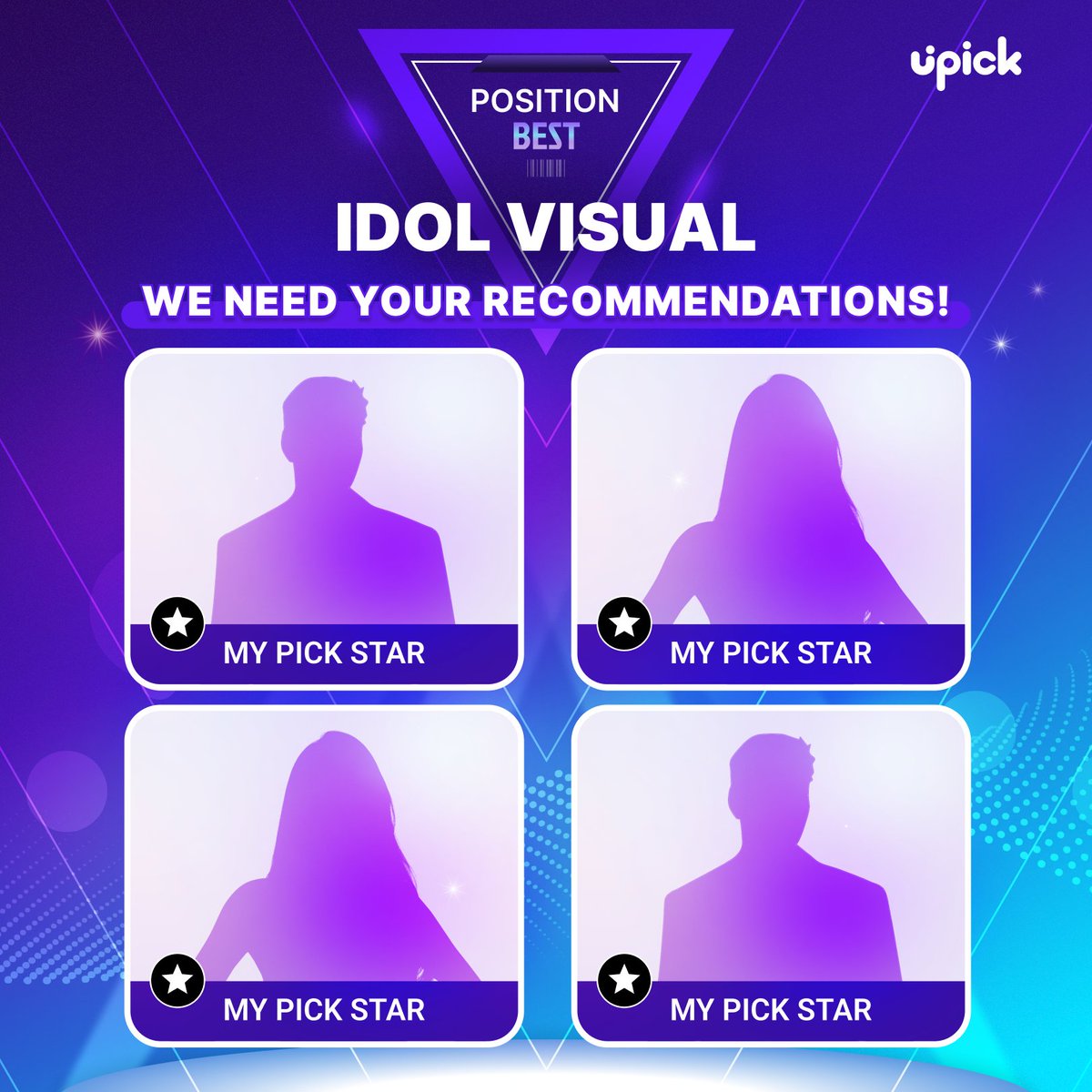 👑 The next UPICK Position vote is > #VISUAL < 🎙️

내 아이돌이 후보로 선정될 수 있는 기회 (✧◡✧๑)
A chance for my idol to be selected as a nominations❗️❕

단, 추천 받은 아이돌이 후보에 포함되지 않을 수 있습니다
The recommended idol may not be included in the nominations