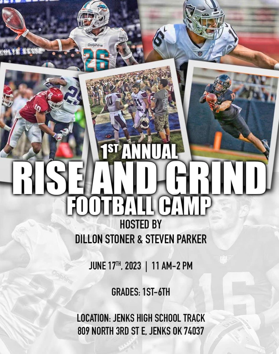 JenksFootball's tweet photo. An Awesome opportunity to learn from former Jenks Trojan 🏈 Players who made it all the way to the NFL 🤩 @dillon_stoner and @Lil_Stevie21   Sign up➡️ https://t.co/SNSsnGanat @CoachAdamGaylor @_CoachGreenwood @CoachBWatters @CoachNWhitmer @Coach_Glenn39 @Coach_JHarding https://t.co/dIfAjTY3sE