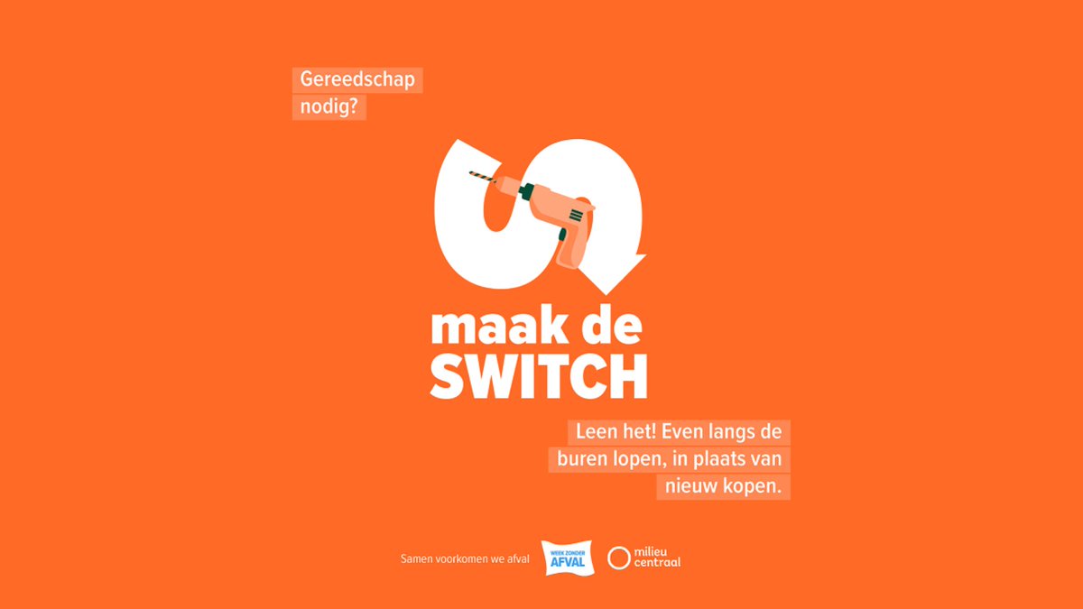Gereedschap nodig? Koop niet voor elke klus nieuw gereedschap. Er is altijd wel een buurman, vriend of familielid die gereedschap wil delen. Zo worden er minder spullen gemaakt en minder weggegooid.

#weekzonderafval #maakdeswitch #milieucentraal #avri #consuminderen #lenen