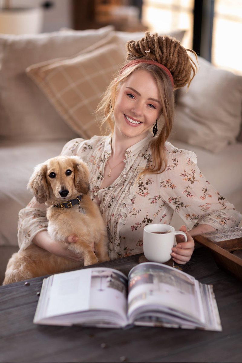 Living my best life with Lady, the queen of cuddles. 💅☕️ 🐶🥰