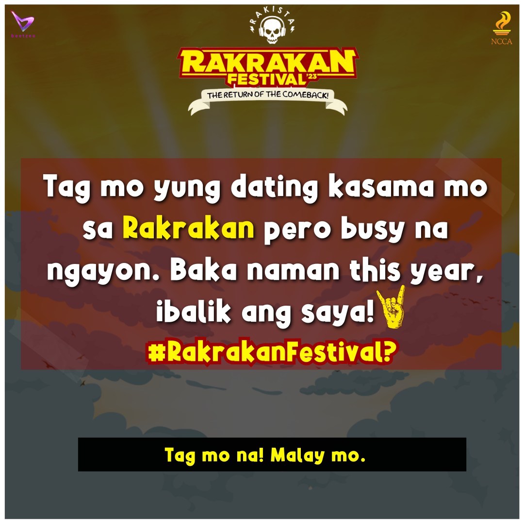 Sama-sama dapat tayong maki-saya at maki-jam sa ultimate Rakrakan Festival ng taon! Kaya ano pang hinihintay mo? Tara na!🤘 Don't forget to avail your tickets to secure your spot on our FREE BUS TRANSPO point-to-point (Manila-Clark-Manila) for HASSLE-FREE LONG WEEKEND ADVENTURE.