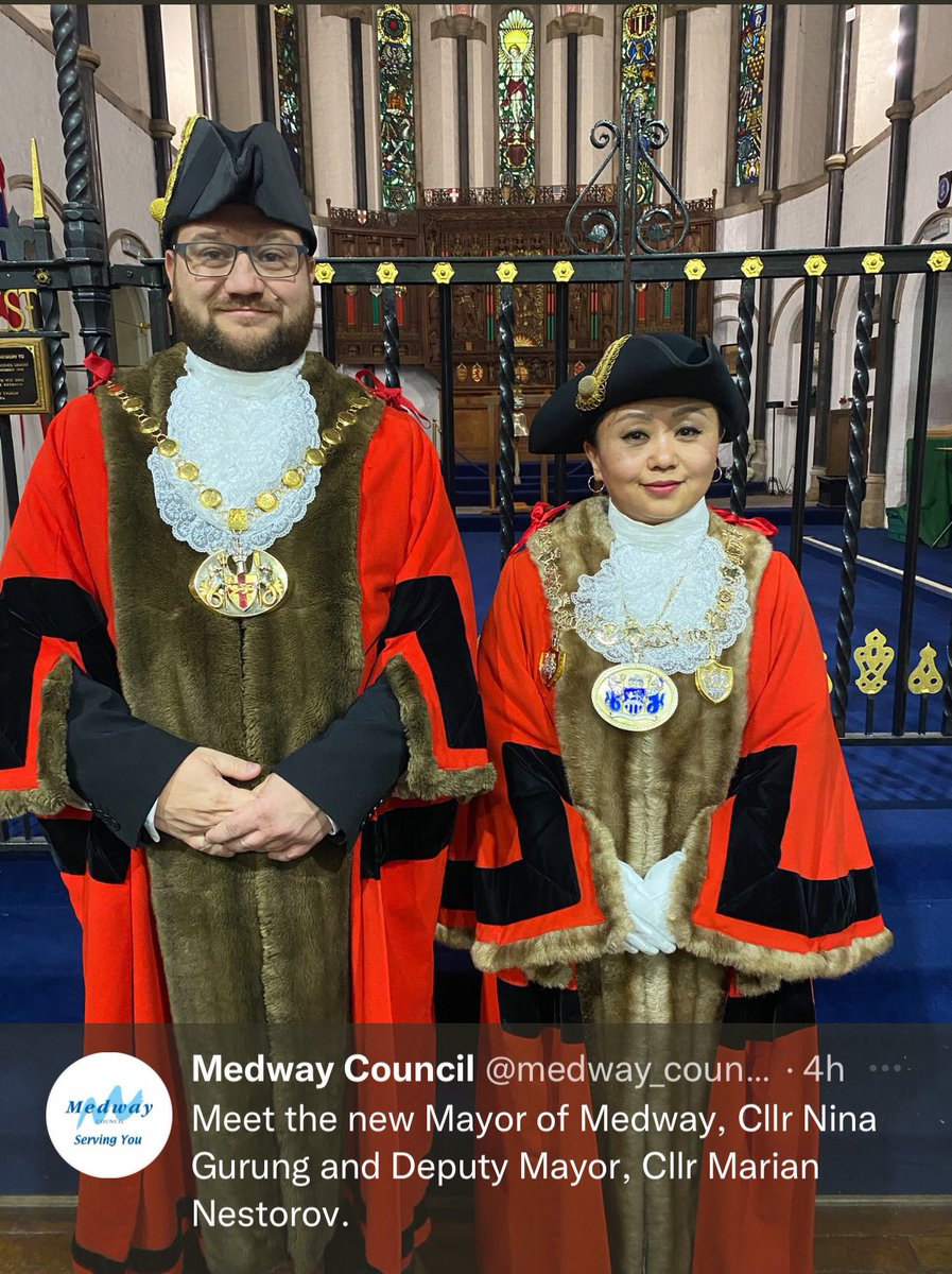 Extremely honoured and privileged to have been elected as the Mayor of Medway 2023-24, the UK’s first female Gurkha Nepalese Mayor and Medway’s first female Mayor from BME groups.  @MZA1134 Cllr Marian Nestorov will make a great Deputy Mayor. #ProudToBeMedway
