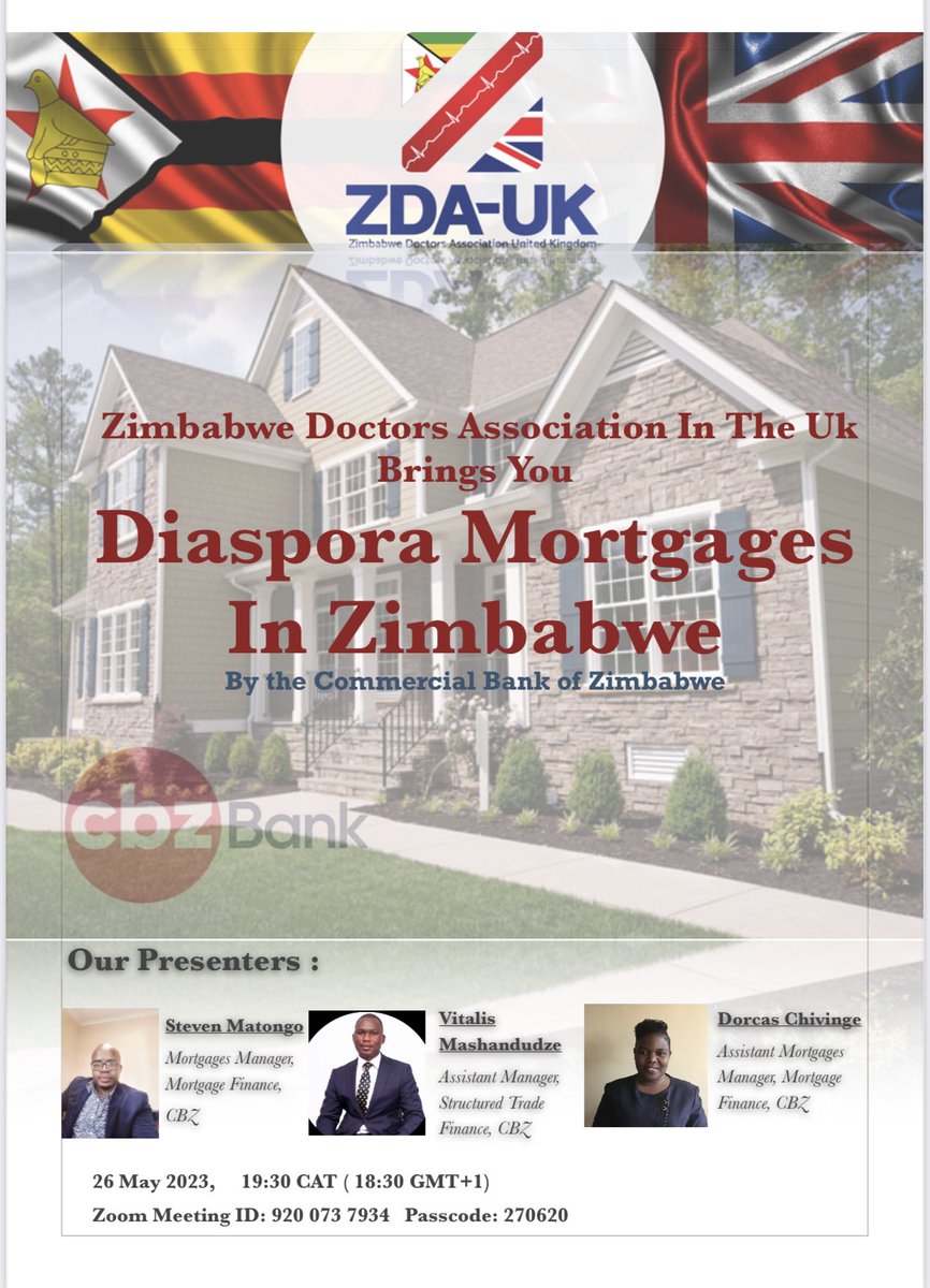 We have made some last minute changes to the date as requested by our CBZ guests. The meeting has been moved to Friday same time. See flyer for more details. We sincerely apologize for the inconveniences caused. <a href="/BrightonChireka/">Brighton Chireka</a> <a href="/missvee_mamoyo/">Veenyakudya</a> <a href="/Skido14/">Oskyd_</a>