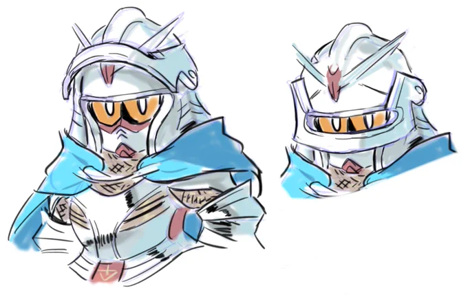目元にカシャーンってやるやつ、下半分だけのを見かけて、これは騎士ガンダムに使うのに都合が良いのでは?と思ったので描いてみました。
