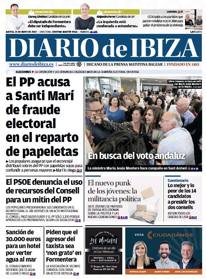 ¡Buenos días! 👋 Esta es nuestra portada de hoy. Tienes toda la información actualizada en 👉 diariodeibiza.es