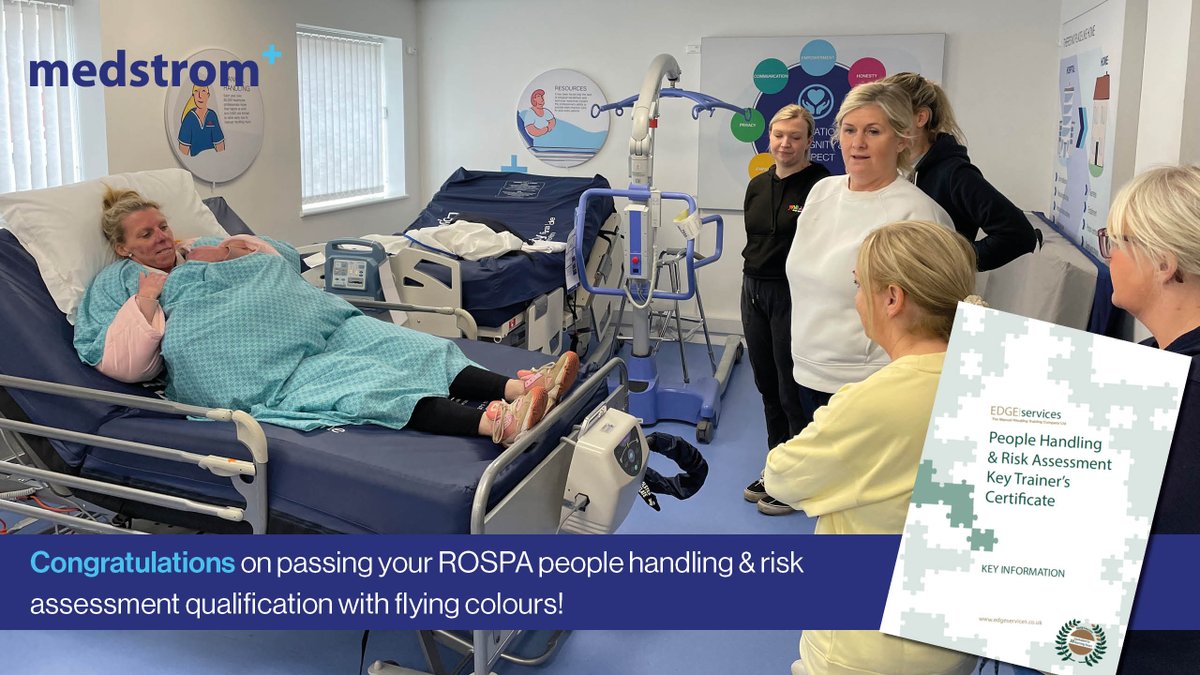 MedstromUK's tweet image. Congratulations to our colleagues who have just passed their #ROSPA key trainer exams! 🏆🎉

We&apos;re so pleased to add even more ROSPA-accredited members to our clinical team, helping to support safe, dignified patient #movingandhandling alongside appropriate equipment selection ✅