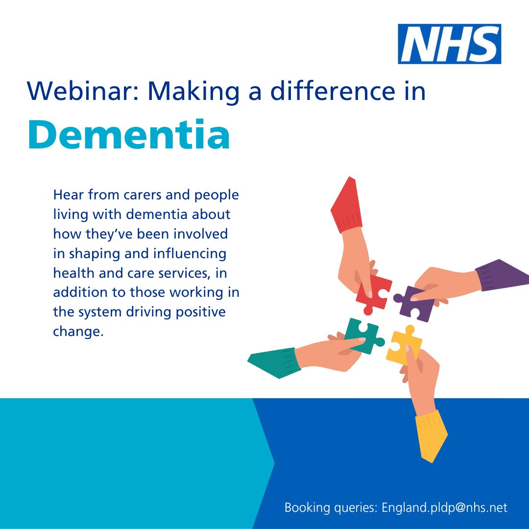 Join our #MakingADifference webinar to hear from carers and people living with #Dementia about how they've shaped and influenced health and care services.

📅31 May 1-2.30pm

Register👉forms.office.com/e/TPSy2xFKsx

#PersonalisedCare @timkendall1 @ClaireCNWL @PatientsAssoc @CarersTrust