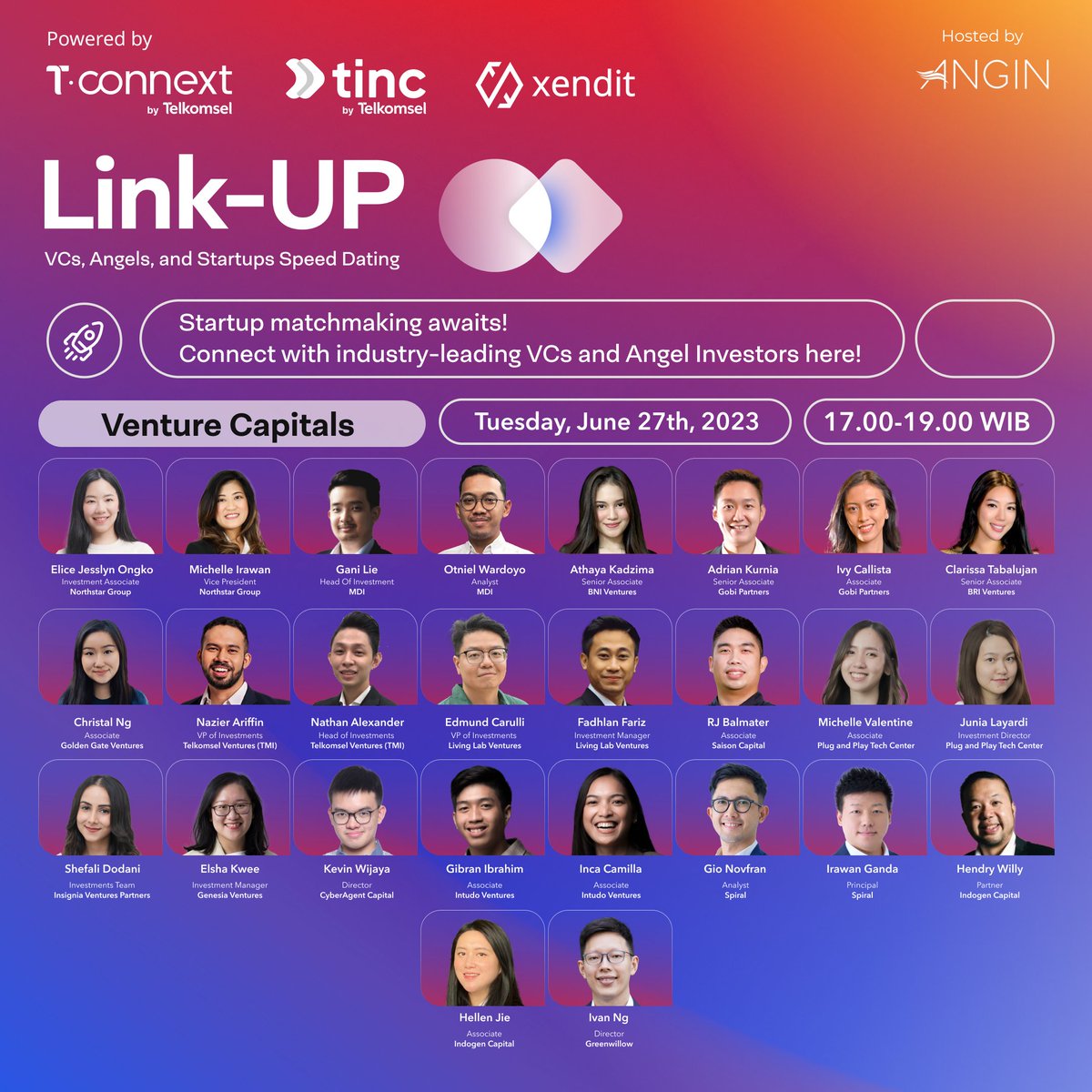 dailysocial's tweet photo. Inviting all entrepreneurs to join!🚀
Grab the chance to attend "Link Up: Startup Speed Dating", an exclusive VCs, Angels, and startup speed-dating in Indonesia, powered by T-Connect, Tinc and Xendit, hosted by ANGIN!
Apply here: https://t.co/uEM0xrcZuT
#startupspeeddating https://t.co/XiqMn0rL0h