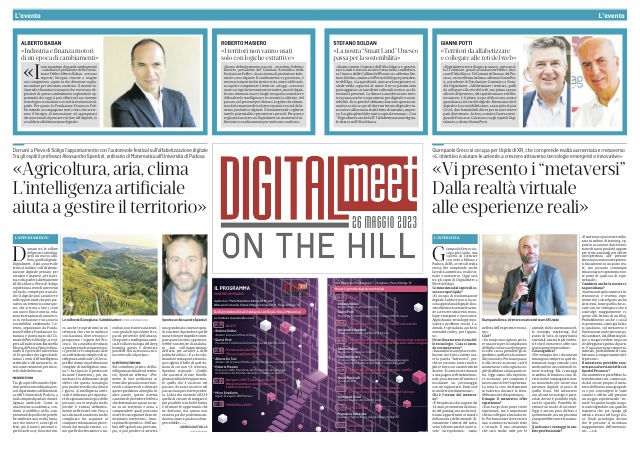 Domani sbarca nei territori UNESCO delle colline trevigiane Digitalmeet! Un evento al mattino per le scuole al pomeriggio aperto a tutti, da non perdere. Tra AI e metaverso un grande viaggio nel digitale <a href="/tribuna_treviso/">tribuna di Treviso</a>