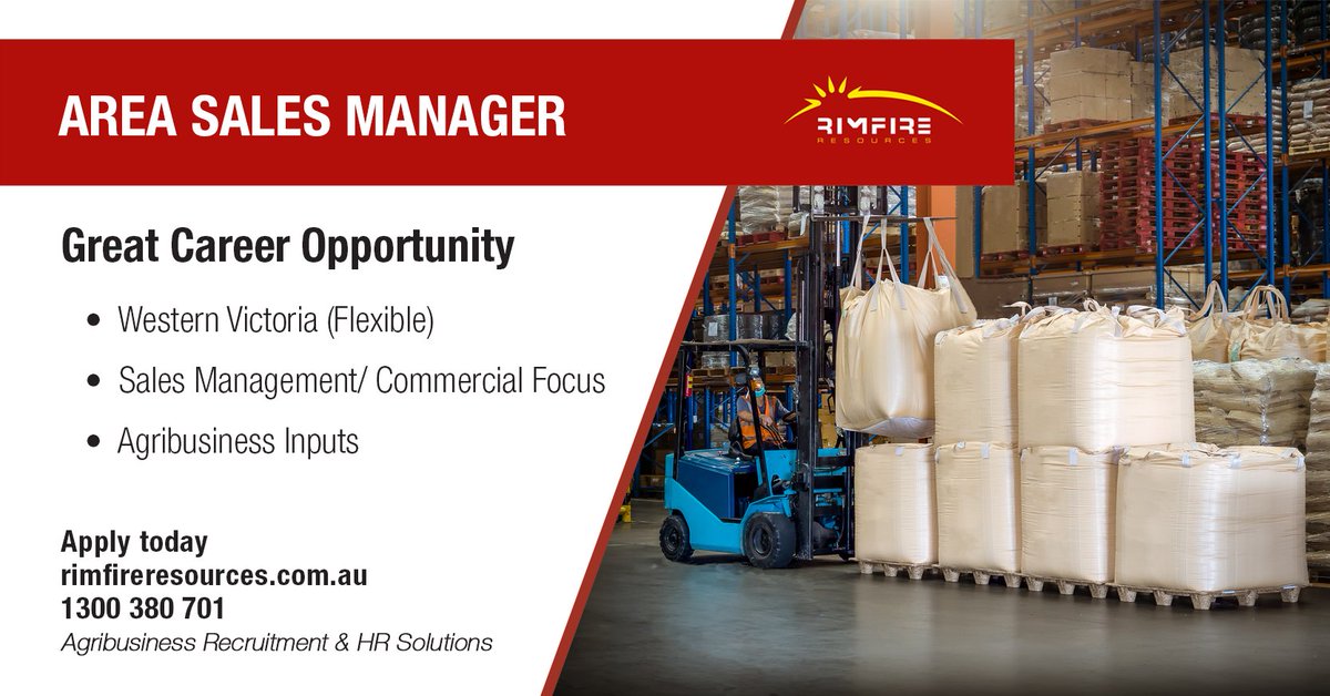 Join a well-branded and established input supplier to broadacre growers in western Victoria as an Area Sales Manager.

Apply today: adr.to/wpxauai

#sales #broadacre #growers #agriculture #agribusiness #agjobs #rimfireresources