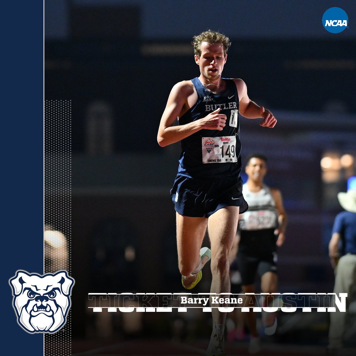 Barry Keane punches his ticket to Austin, Texas and the 2023 NCAA Championships. He finishes second in the 10k at the NCAA East First Round in a time of 28:57.59. #ButlerWay