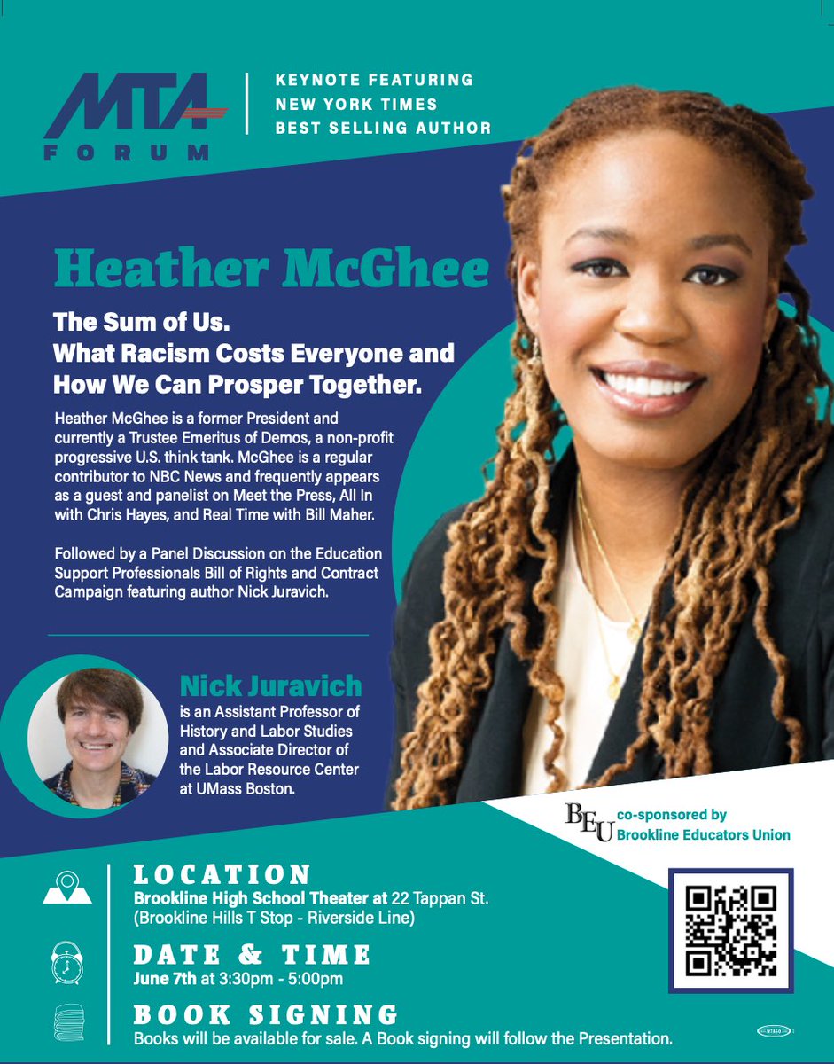 Heather McGhee &amp; Nick Juravich are coming to Brookline for what promises to be a wonderfully inspiring event. Please join us! <a href="/NickJuravich/">Nick Juravich</a> <a href="/hmcghee/">Heather McGhee</a>  <a href="/BeuBrookline/">Brookline BEU</a>