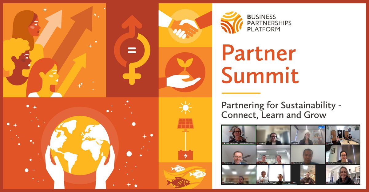 AusAmbClimate's tweet photo. Thrilled to meet our #DFATbpp partners at the BPP Partner Summit today.
Through BPP, Australia is partnering with businesses to tackle global challenges. Great to hear innovative, business ideas for #climate and #genderequality. Thank you partners for sharing your stories! https://t.co/qOmhtuiBtv