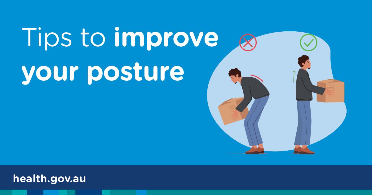 healthgovau's tweet photo. It’s #SpinalHealthWeek!
Good posture can positively impact your health. Some tips include:
🧘regular physical activity
🧘stretching
🧘standing straight
🧘lift using your hips, knees & thighs.
More💻https://t.co/Dvb84wHHvJ https://t.co/tBN91SHkRH