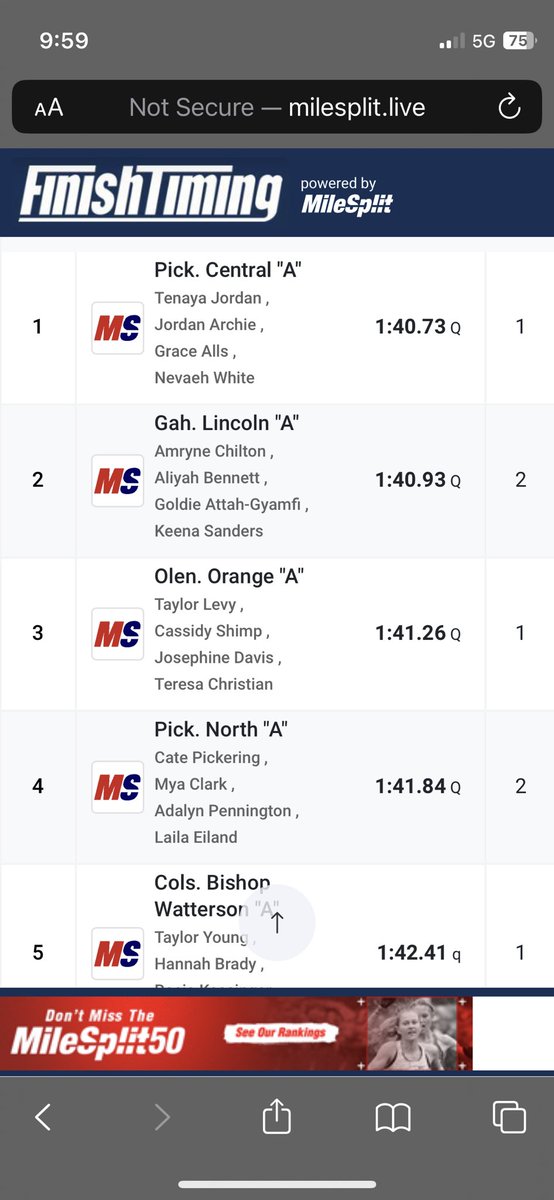 OOHSTandF's tweet photo. The Girls 4x200m of Levy, Shimp, J. Davis and Christian also broke the School Record with a time of 1:41.26!!!! Congrats! They also qualified to Fridays finals. https://t.co/kUjtudAizt