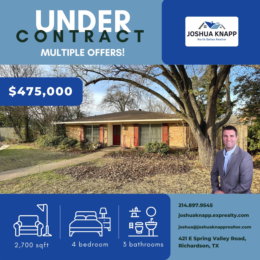 KnappKnowsHomes's tweet image. Under Contract with Multiple Offers in #richardsontx
#knappknowshomes #undercontract #multipleoffers
