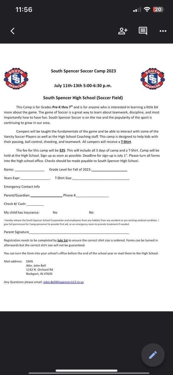 Come join us for our summer soccer camp in July.