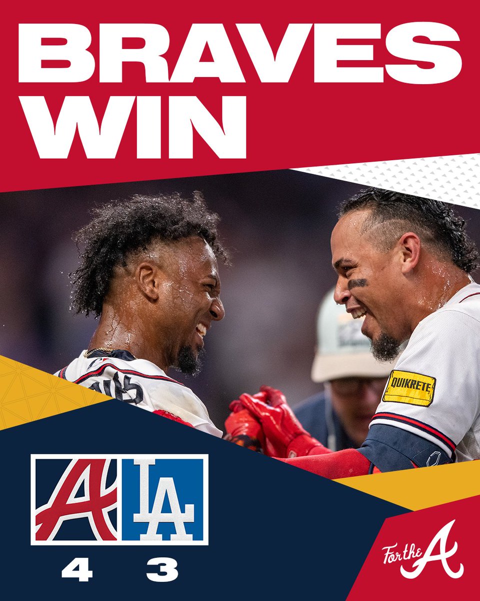 Braves's tweet photo. WALK-OFF WIN!

#ForTheA https://t.co/W2H0kt9Rtk