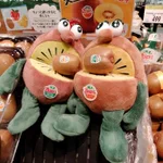 売り場に飾られたキウイブラザーズのぬいぐるみの口に”キウイ”が...