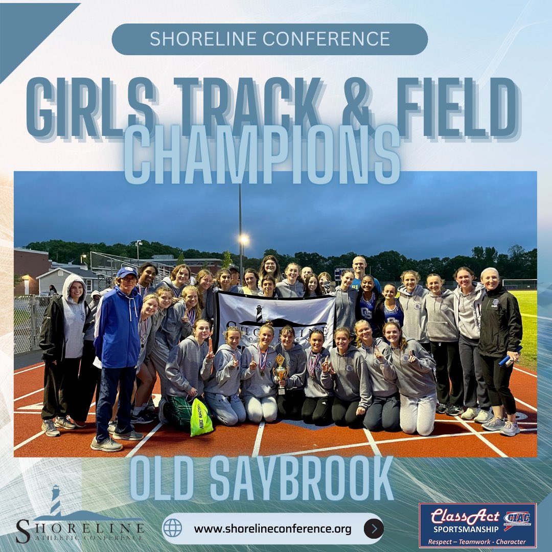 _SLC_Athletics's tweet photo. Congratulations to the 2023 Shoreline Conference Girls Track & Field Champions - Old Saybrook High School 🥇 #ShorelineConference #SAC #SACTournament #cttrack
@ciacsports @TheDayCTsports @GameTimeCT https://t.co/lTsqe7pMXF