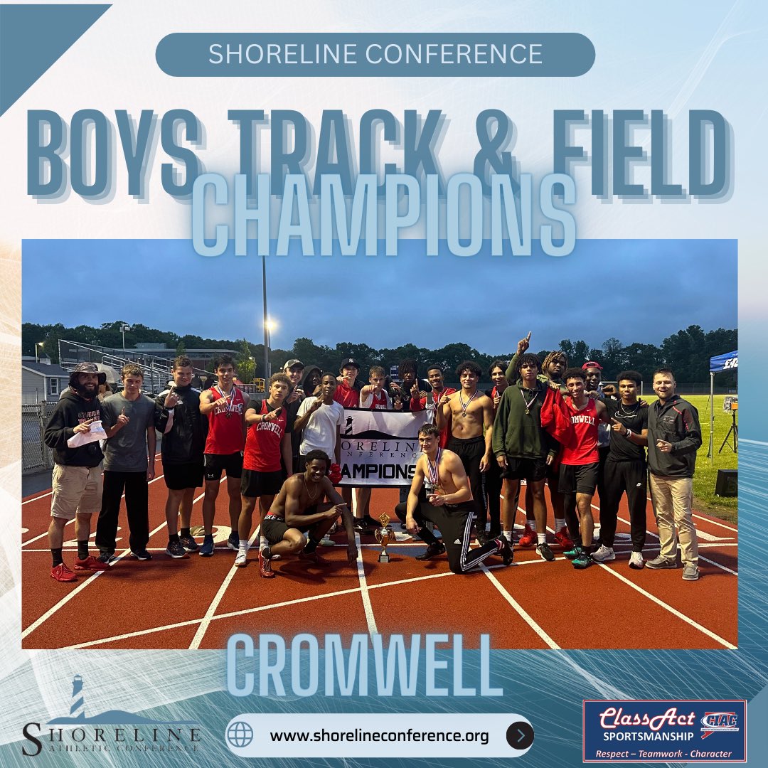 _SLC_Athletics's tweet photo. Congratulations to the 2023 Shoreline Conference Boys Track &amp; Field Champions - Cromwell High School 🥇 #ShorelineConference #SAC #SACTournament #cttrack 
@ciacsports @TheDayCTsports @GameTimeCT @CHSPanthersCT https://t.co/CZIPsBhOXI