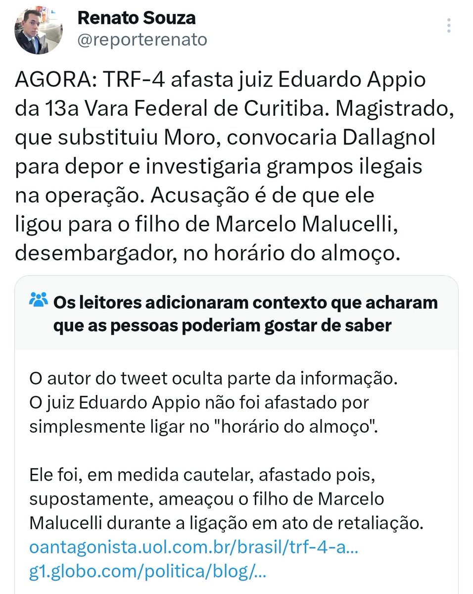 🚨URGENTE: Defensor da PL da Censura para acabar com fake news, Renato Souza posta fake news e leva checagem do Twitter.