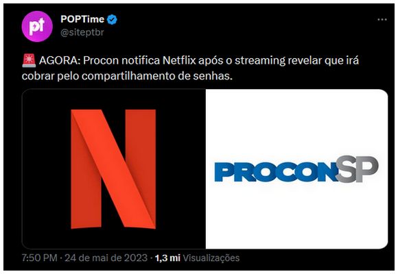 Procon volta a notificar Netflix sobre compartilhamento de senhas