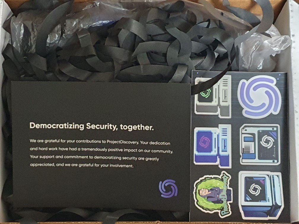 Thank you for sending me a nice swag. <a href="/pdiscoveryio/">ProjectDiscovery</a>
I am very happy that my contribution can help many people. and look forward to your good cooperation in the future.