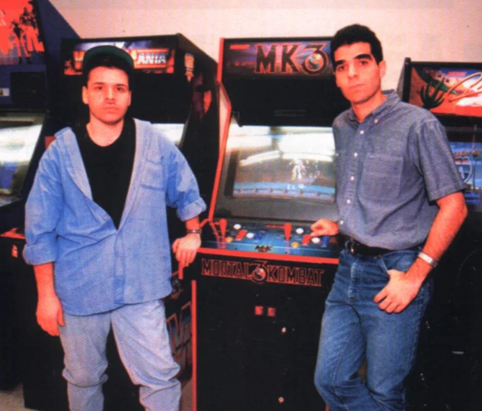 John Tobias and Ed Boon with their newest game, Mortal Kombat 3, in 1995.

When Mortal Kombat first released, my parents wouldn't allow me to play it due to the violence.

Secretly, I was playing it a ton at a friend's house during sleep overs.

What MK stories do you have?