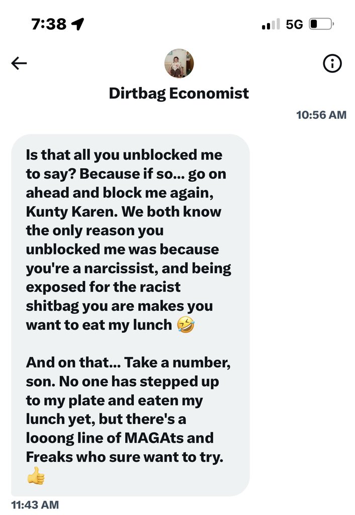 #Bullies #HowToStandUpToBullying Noe that Leah Bothamley has been sent to Twitmo for harassing me, I will share one last example of the low life quality of DM’s. She was sending me. To use her terminology, I guess I stood up to the plate and ate her lunch. She’s going to learn.