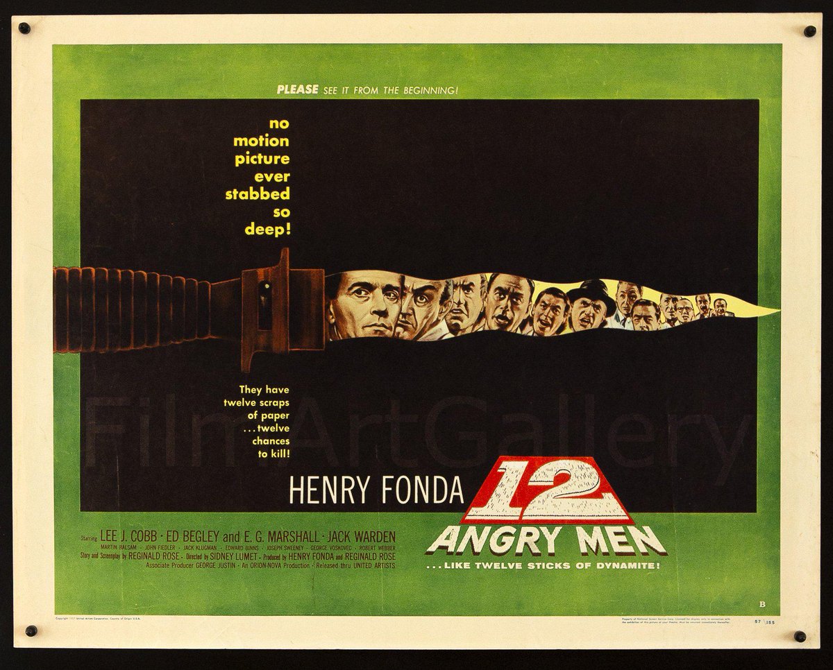 for me, the one movie that best demonstrates the mechanics of a jury and the concept of 'beyond a reasonable doubt' as the legal burden of proof, is TWELVE ANGRY MEN (1957). 

my verdict: 5 of 5 stars.

#film #HenryFonda #12AngryMen #jury #law #court #jurisprudence