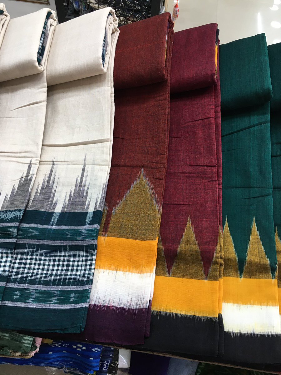 HandloomSaga's tweet photo. Beautiful daily wear pure cotton ikkat temple border dhoti chaddar set for men. https://t.co/lYWqEgOb4Y