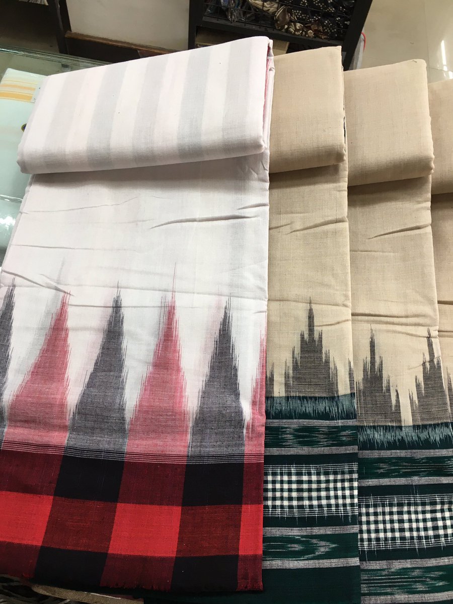 HandloomSaga's tweet photo. Beautiful daily wear pure cotton ikkat temple border dhoti chaddar set for men. https://t.co/lYWqEgOb4Y