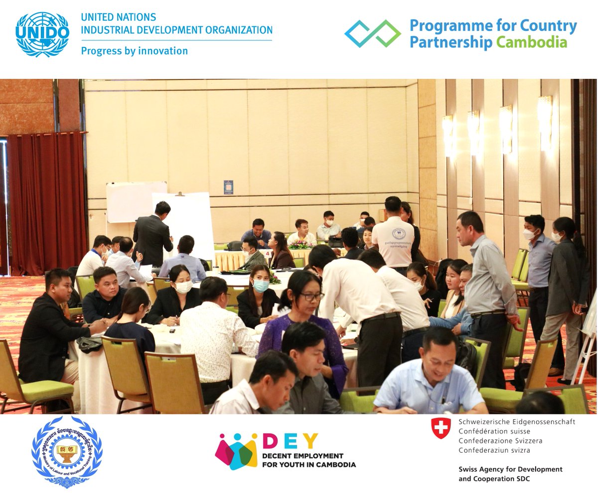 UNIDOKH's tweet photo. "I reaffirm our commitment to work w/ the private sector to close 🇰🇭's skill gaps contributing to the Indus Dev Policy 2015-2025 goals. It is 1 of our PCP's priorities, develop competitive & skilled workforces", said @narin_sok, @UNIDO CR in🇰🇭.
#Decentemployment #lkdf #sdcmekong https://t.co/f1eizltoDF