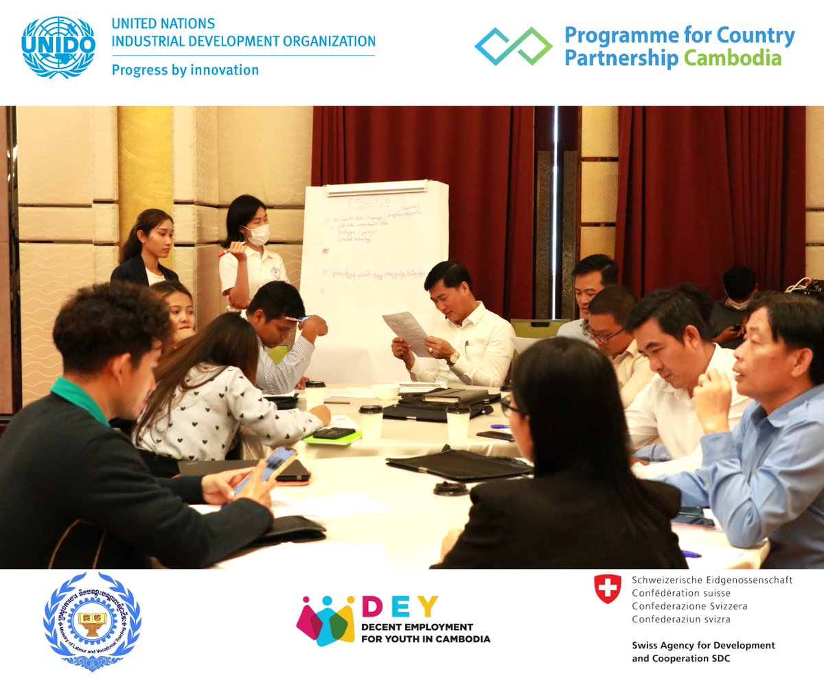 UNIDOKH's tweet photo. "I reaffirm our commitment to work w/ the private sector to close 🇰🇭's skill gaps contributing to the Indus Dev Policy 2015-2025 goals. It is 1 of our PCP's priorities, develop competitive & skilled workforces", said @narin_sok, @UNIDO CR in🇰🇭.
#Decentemployment #lkdf #sdcmekong https://t.co/f1eizltoDF