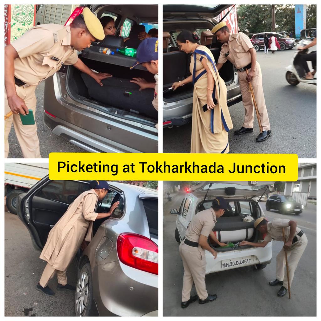 DNHPolice's tweet photo. #DNHPolice officers are conducting thorough vehicle inspections to identify and address any suspicious items or activities. Your safety is our top priority! Report any concerns promptly.
#StaySafe #PoliceChecks #CommunitySecurity
#JanRakshanaySadevTatpar https://t.co/HtuWjXu23Y