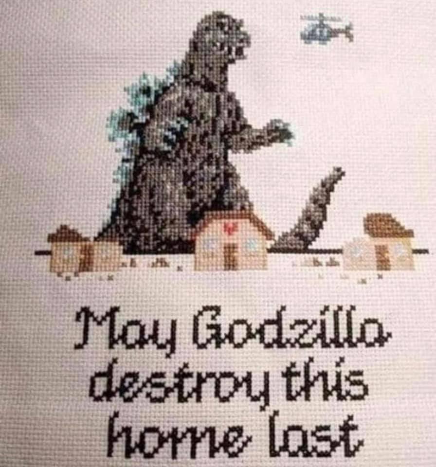 Yes, this embroidery is hanging in my house.

#godzillakingofthemonsters