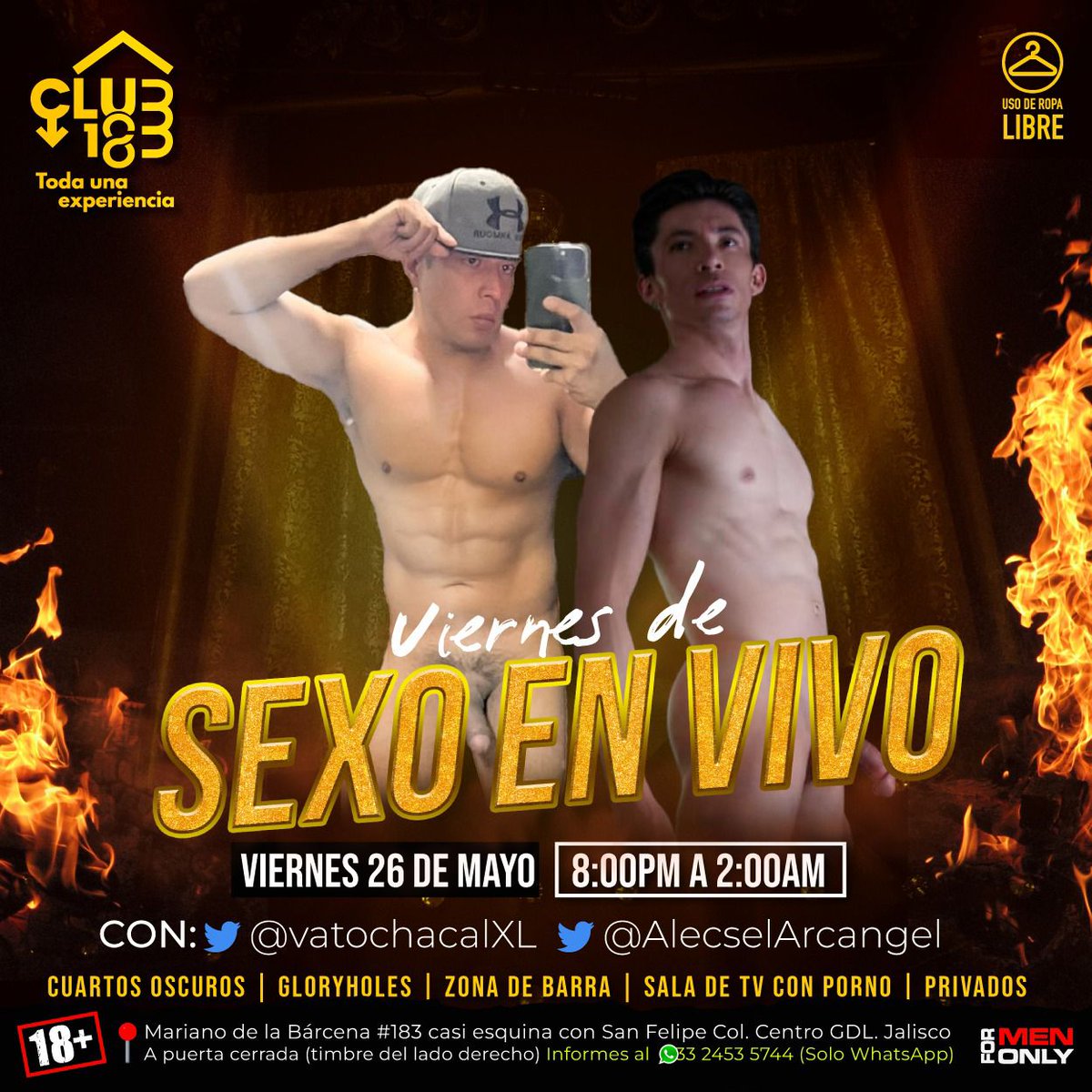 AlecselArcangel's tweet photo. Listos para el show de este viernes⁉️

Los estaremos esperando @vatochacalXL y yo arriba del escenario para disfruten como me rompe el culo mientras ustedes se la jalan viéndonos 🤤 ¡No mamen, que morbo me da eso!

🔴 LOS ESPERAMOS EN @Club183Gdl 

NO FALTEN‼️ https://t.co/oGtjgrUxPY