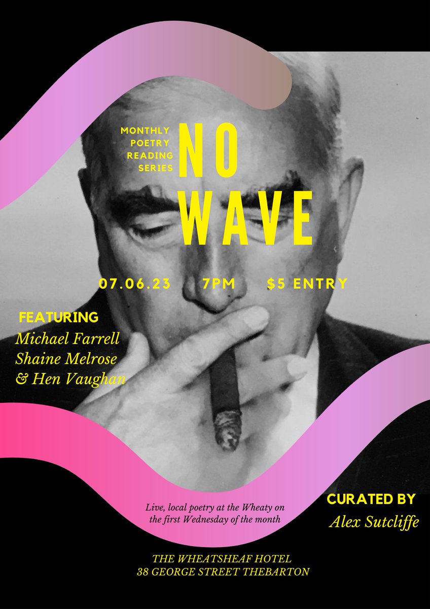 THIS amazing line-up has been expertly curated by Alex Sutcliffe for the NO WAVE June reading! We can't wait: