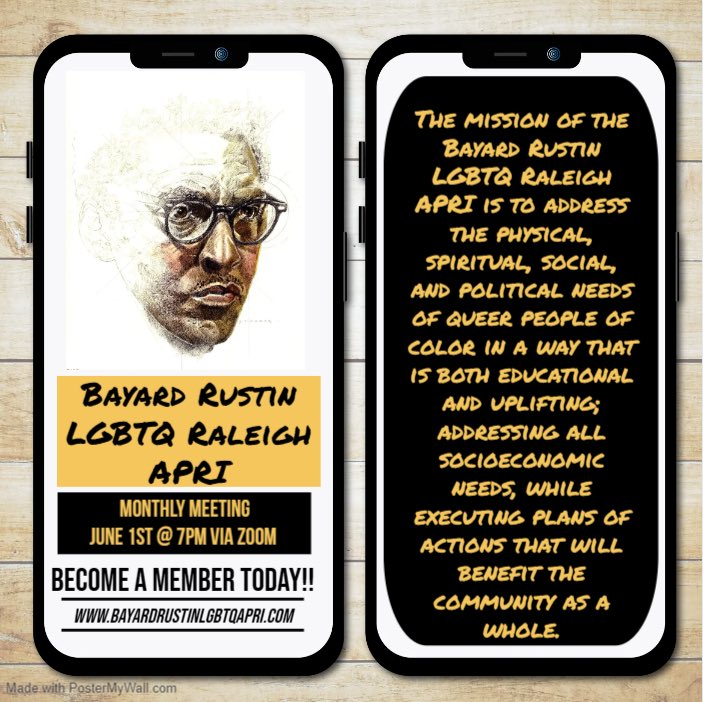c_ncapri's tweet photo. We have a meeting coming up June 1, 2023 at 7pm more I nformation about our AMAZING chapter please visit our website https://t.co/LCjmFhcwiJ and  our social media platforms! Intstagram:@bayardrustinlgbtqnc Facebook: Bayard Rustin LGBTQ APRI #NCAPRI #bayardrustinlgbtqraleighapri https://t.co/AtarG8rpNA