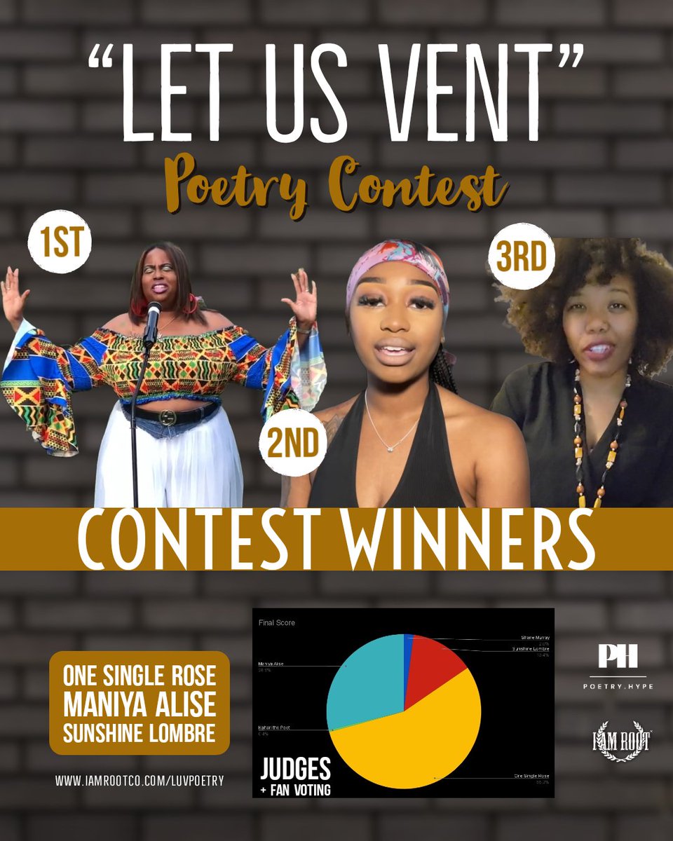 Congrats to our winners 🫶🏾

<a href="/OneSingleRose/">OneSingleRose®️</a> 
Maniya Alise 
Sunshine Lombre 

iamrootco.com/luvpoetry