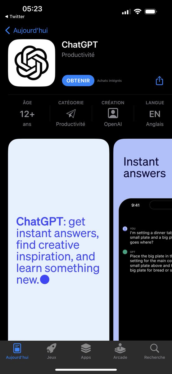 zast57's tweet image. L’appli officielle chatgpt sur IOS est disponible sur le store français 😁 #ChatGPT #chatgptapp