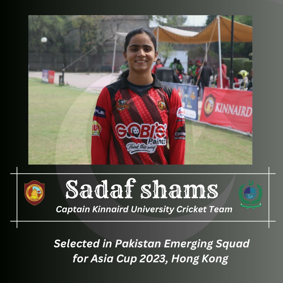 We are proud to share that captain kinnaird university cricket team and part of HEC family Sadaf Shams got selected in Women’s Emerging Asia Cup scheduled to be held in Hong Kong next month.
Higher Education Commission, Pakistan