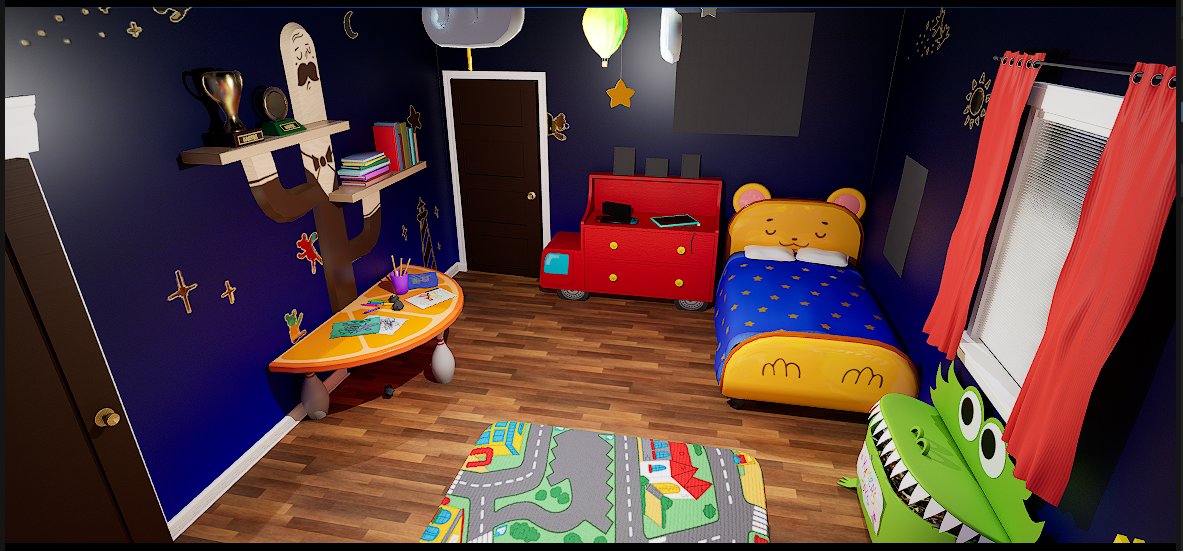 WOOT WOOT! got all the textures from my friend and applied it to unreal. Might need to change things up a bit. Thank you @_Crisos 
#bearfriends #teddy #bears #3dmax #unreal #unreal5 #animation3d #animations #animationseries #ferntasticanimation #bedroom #interior #kidsbedroom