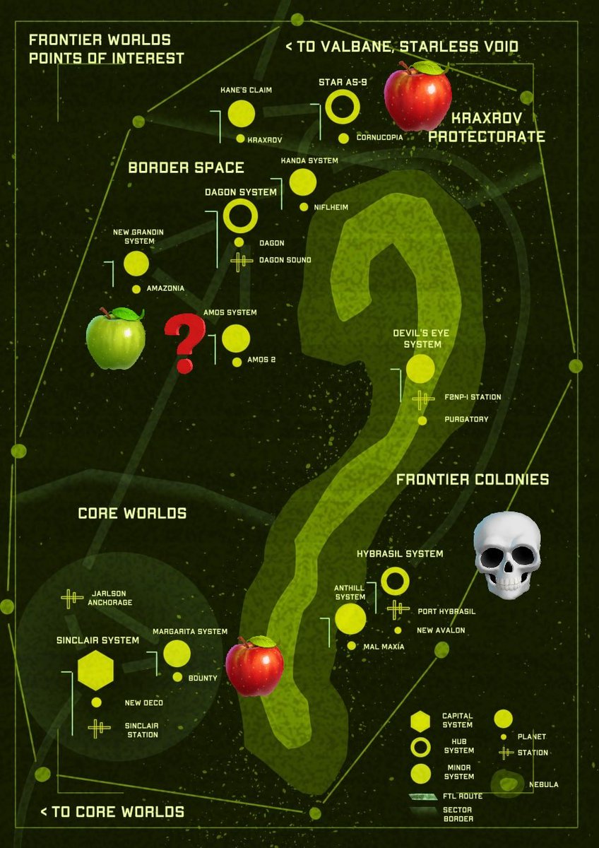 Bounty and Cornucopia represent the two most successful agri-worlds, providing for most of the central colonies. Several corporations and independent colonist are trying to convert the feral Amazonia into one. The frontier region lacks significant agriculture and must import it.