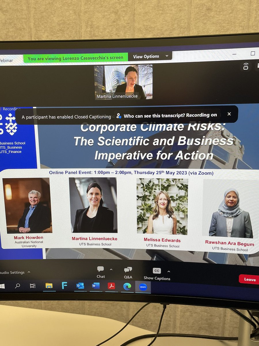 Dan Daugaard (@dandaugaard) on Twitter photo very impressive overview of the industry challenges to managing climate risks from <a href="/mlinnenluecke/">Martina Linnenluecke</a> , Melissa Edwards , Rawshan Zara Begun, & <a href="/ProfMarkHowden/">Mark Howden</a>
utsmeet.zoom.us/j/81191195946 very impressive overview of the industry challenges to managing climate risks from <a href="/mlinnenluecke/">Martina Linnenluecke</a> , Melissa Edwards , Rawshan Zara Begun, & <a href="/ProfMarkHowden/">Mark Howden</a>
utsmeet.zoom.us/j/81191195946
