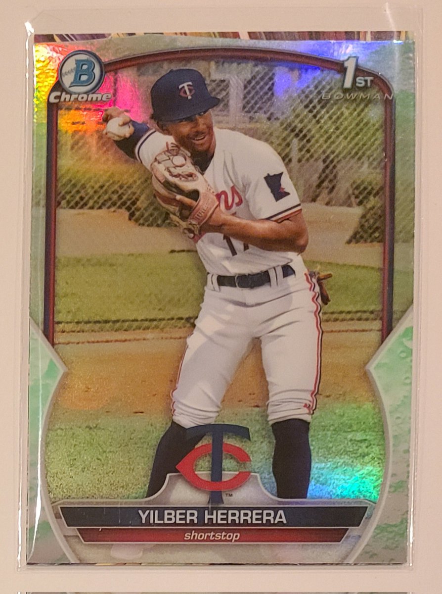 RepackRips's tweet photo. We opened a few of the (relatively) new 2023 Bowman Baseball blaster boxes. This card came straight from the pack. No, it's unfortunately not a rare die-cut refractor. Looks like someone at the factory was drunk-cutting. #Topps #QCFail @CardPurchaser 

Also, please follow us! https://t.co/BatozA1jk7