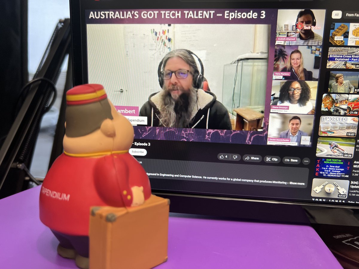 nibynool's tweet photo. Today I got to be a guest on Australia's Got Tech Talent presented by @fastlane_it.  Whilst presenting I busted @TapendiumMan watching me!

Check out the recording at https://t.co/1HPxbhTKvJ https://t.co/D17Ccdo7xF